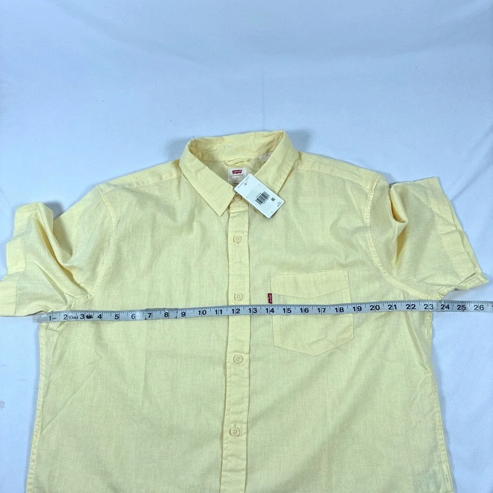 New Mens Levi's One Pocket Button Up Linen Blend Shirt Size Large Yellow NWT